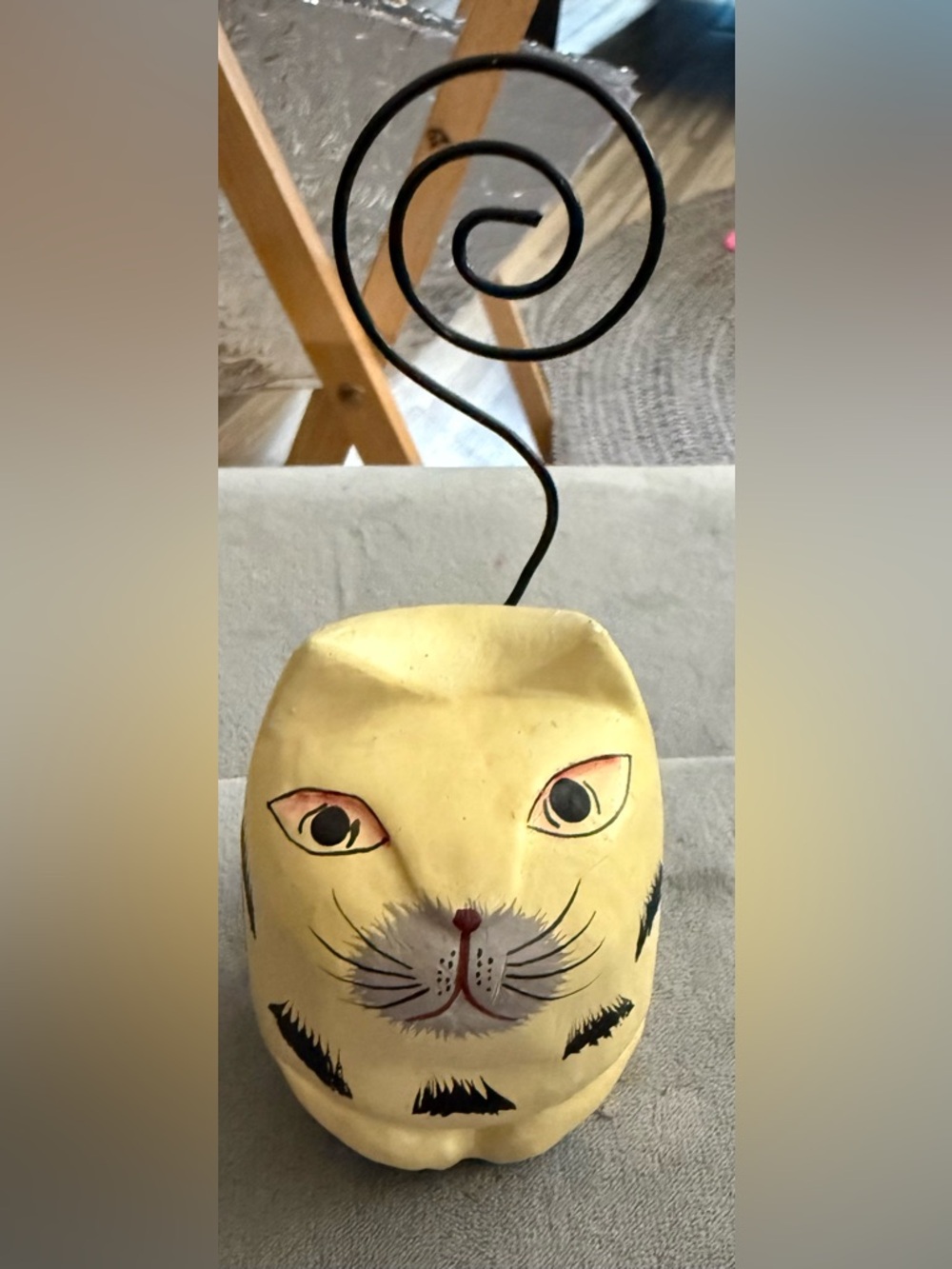 Pier 1 One Imports Cat Tail Folk Art Photo Picture Recipe Card Note Holder Used